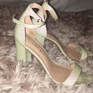Iridescent/Sparkly Block Heels with Straps
